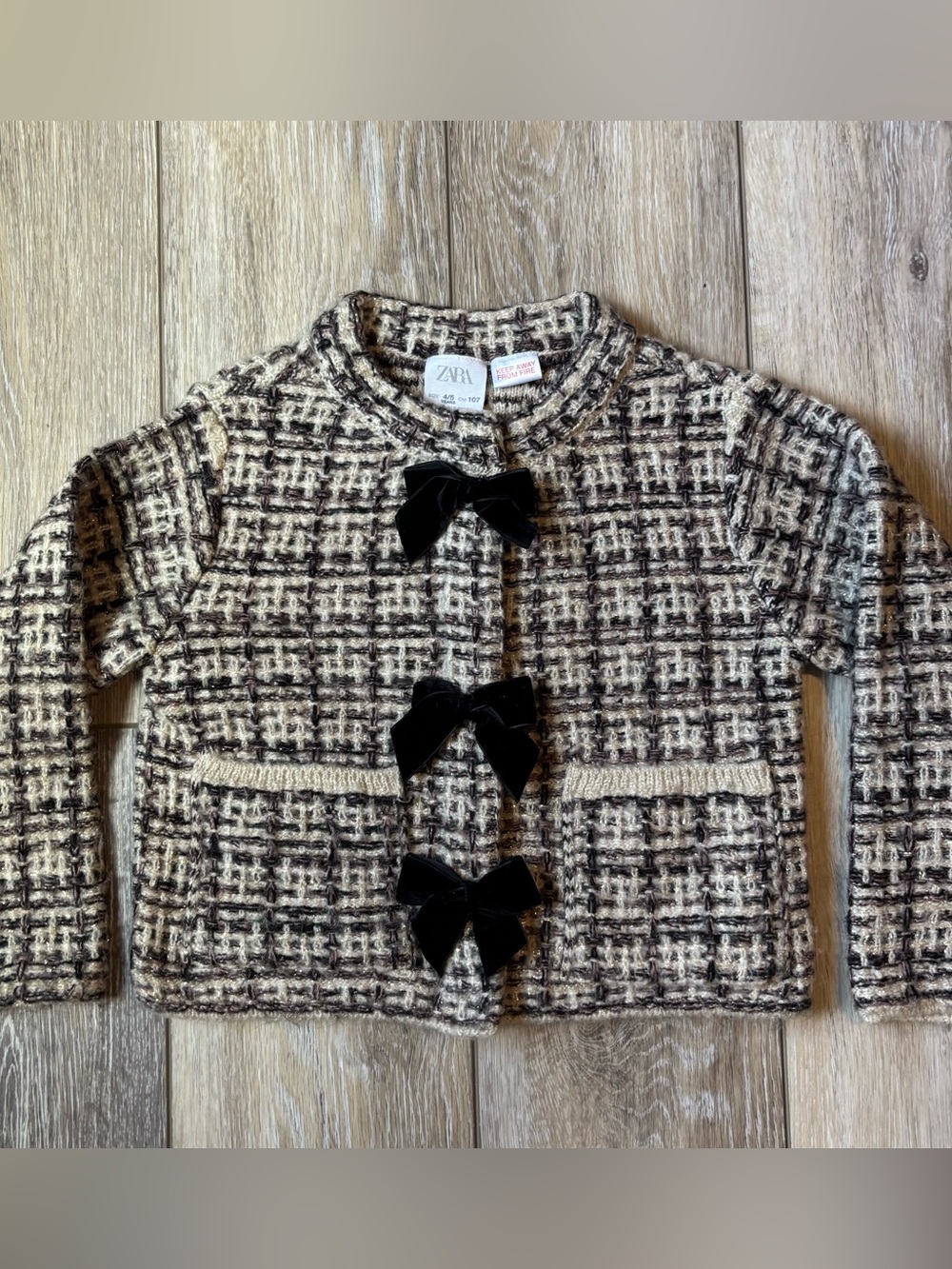 ZARA Girls Cardigan- 4/5T - Tweed Jacket/Cardigan